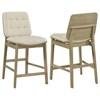 Redbridge 193959NAT Set of 2 Velvet Upholstered Counter Chair - Cream/Natural Oak image 1