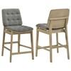 Redbridge 193969NAT Set of 2 Velvet Upholstered Counter Chair - Grey/Natural Oak image 1
