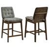 Redbridge 193969WAL Set of 2 Velvet Upholstered Counter Chair - Grey/Walnut image 1