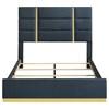 Ines 223091NVYQ 56-inch Fabric Upholstered Queen Panel Bed - Navy image 2
