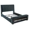 Preston 305821Q Upholstered Queen Audio Flame Visualizer Bed - Dark Blue image 1