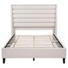 Leslie 315983Q Upholstered Tufted Queen Wingback Platform Bed - Beige image 3