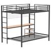 Bettoni 460209BLK Metal Full Over Twin Workstation Bunk Bed - Matte Black image 6