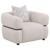 Jeanette 508963 Fabric Upholstered Round Arm Accent Chair - Beige image 1