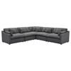 Hobson 551455-SETA 5-piece Upholstered Modular Sectional Sofa - Charcoal image 1