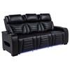 Zuma 603251PP Faux Leather Dual Power Reclining LED Sofa - Black image 3