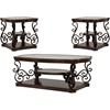 Laney 702448-S3 3-piece Glass Top Coffee and End Table Set - Dark Merlot image 1