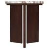 Jenna 706167 Round Marble Top Mango Wood End Table - Brown image 2