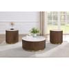 Jason 712418 Round White Marble Top Coffee Table - Honey Brown image 8