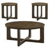 Kessler 735998-S3 3-piece Round Sculptural Wood Coffee Table Set - Brown image 5