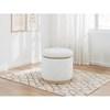 Remuda 915423 Boucle Upholstered Round Storage Ottoman - Ivory image 2