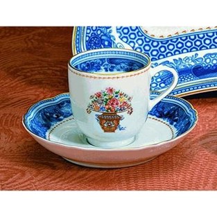 Mottahedeh Mandarin Bouquet Teacup & Saucer (W2103) (Cups & Saucers - Cups and Saucers)