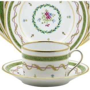 Haviland Limoges Vieux Paris Green Cup and Saucer  (Cups & Saucers - Cups and Saucers)