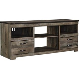 Signature Design by Ashley Trinell W446-68 Large TV Stand with Fireplace Option (TV Stands - Media Consoles and Credenzas)