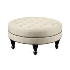 Coaster Furniture Elchin 500018 Round Upholstered Tufted Ottoman - Oatmeal