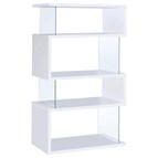 Coaster Furniture Emelle 800300 63-inch 4-shelf Glass Panel Bookshelf - White