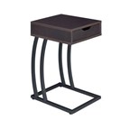 Coaster Furniture Troy 900578 1-Drawer C-Shaped Side Table Power Outlet - Cappuccino