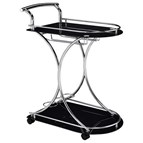 Coaster Furniture Elfman 910001 2-tier Glass Shelf Metal Bar Cart - Black and Chrome