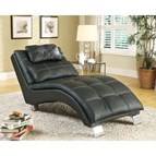 Coaster Furniture Dilleston 550075 Faux Leather Upholstered Tufted Chaise - Black