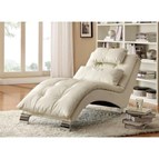 Coaster Furniture Dilleston 550078 Faux Leather Upholstered Tufted Chaise - White