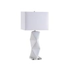 Coaster Furniture Camie 902937 32-inch Rectangular Shade Geometric Table Lamp - White