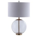 Coaster Furniture Kenny 961227 27-inch Drum Shade Clear Glass Table Lamp - Brass