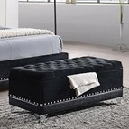Coaster Furniture Barzini 300644 Velvet Upholstered Tufted Storage Bench - Black