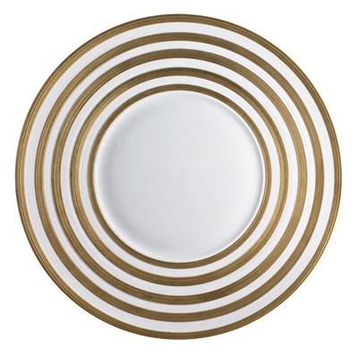J.L Coquet Hemisphere Presentation Plate - Gold Stripe (Charger / Service - Charger Plates)