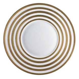 J.L Coquet Hemisphere Presentation Plate - Gold Stripe (Charger / Service - Charger Plates)