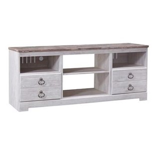 Signature Design by Ashley Willowton W267-68 Large TV Stand with Fireplace Option (TV Stands - Media Consoles and Credenzas)