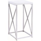 Coaster Furniture Edmund 930014 Square Accent Side Table - White High Gloss and Chrome