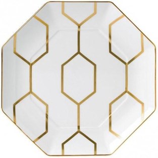 Wedgwood Gio Gold Octagonal Accent Plate - White (Plates - Salad)