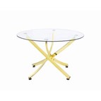 Coaster Furniture Beckham 108441 Round 46-inch Glass Top Dining Table - Brass