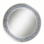 Coaster Furniture Lixue 961428 32 x 32 Inch Round Wall Mirror LED Lighting - Silver