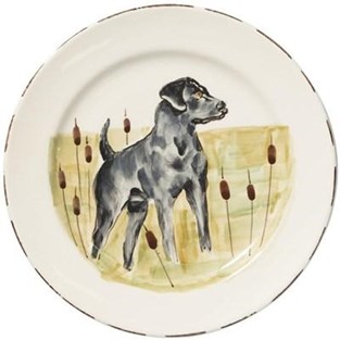 Vietri Wildlife Black Hunting Dog Dinner Plate (Plates - Dinner)