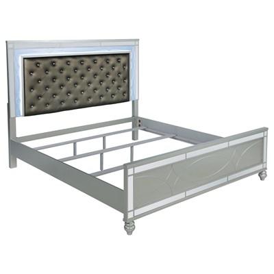 Coaster Furniture Gunnison 223211KE Wood Eastern King LED Panel Bed - Silver Metallic