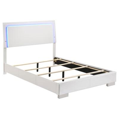 Coaster Furniture Felicity 203500F Wood Full LED Panel Bed - White High Gloss