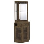 Coaster Furniture Alviso 182303 1-Drawer Corner Home Bar Wine Cabinet - Rustic Oak