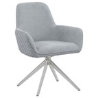 Coaster Furniture Abby 110322 Fabric Upholstered Swivel Dining Arm Chair - Light Grey