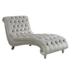 Coaster Furniture Lydia 905468 Velvet Upholstered Tufted Chaise - Grey