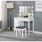 Coaster Furniture Elijah 931149 Vanity Set with Lighting & Stool - White and Dark Grey