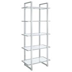 Coaster Furniture Hartford 805538 79-inch 5-shelf Glass Bookshelf - Chrome