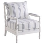 Coaster Furniture Blanchett 903835 Upholstered Bobbin Accent Chair - White and Navy