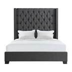 Elements International Morrow UMW090QB Queen Upholstered Bed - Charcoal