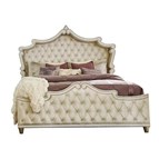 Coaster Furniture Antonella 223521KE Upholstered Eastern King Panel Bed - Ivory and Camel