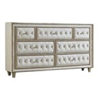Coaster Furniture Antonella 223523 7-Drawer Upholstered Dresser - Ivory and Camel