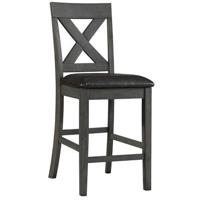 Elements International Alex Counter Side Chair W/Black PU Grey