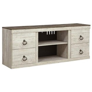Signature Design by Ashley Willowton EW0267-268 Large TV Stand with Fireplace Option (TV Stands - Media Consoles and Credenzas)