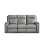 Amax Leather Sullivan 7076W Power Reclining Zero Grav. Sofa - Silver Gray