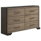 Coaster Furniture Baker 224463 6-Drawer Dresser - Brown/Light Taupe
